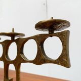 Brutalist metal candlestick from the mid-century by Heinz Goll