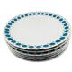 Vintage Thomas Germany flat plates, geometric blue rosette design.
