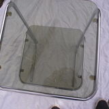 70s bedside table in smoked glass and chrome metal