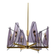 Italian Mid-Century Stilux Milano Chandelier in Brass and Purple Plexiglass