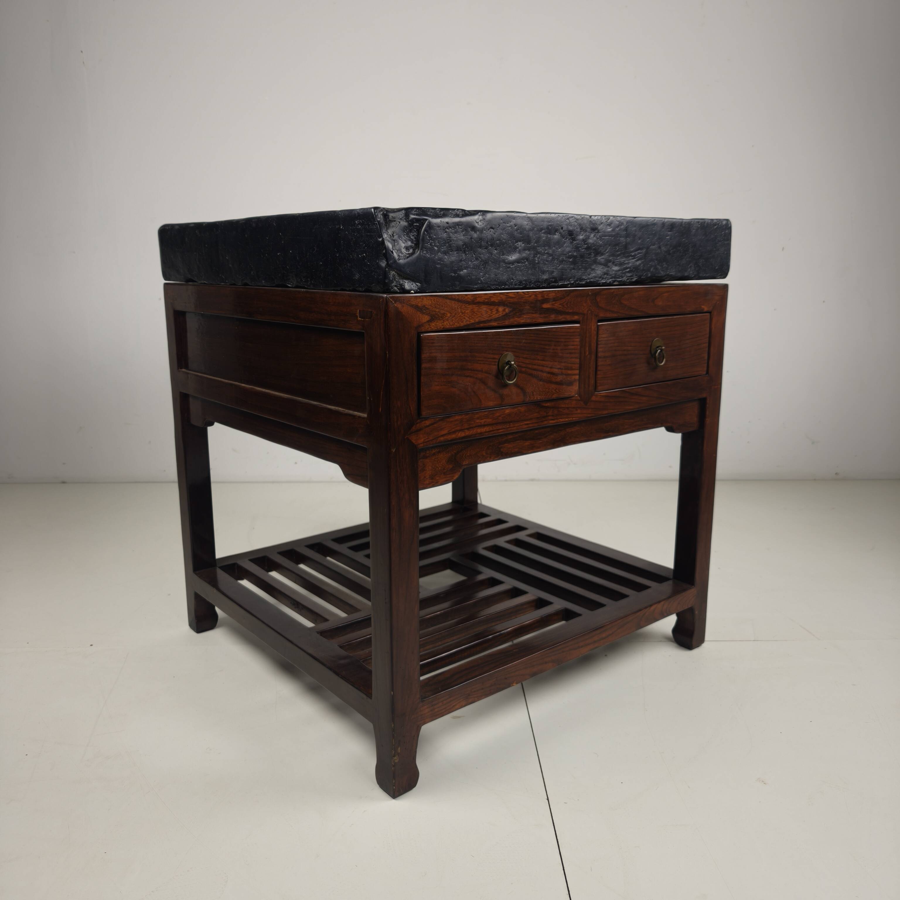 Imperial Chinese Golden Brick (Jīn Zhuān) on Custom Hardwood Display Table