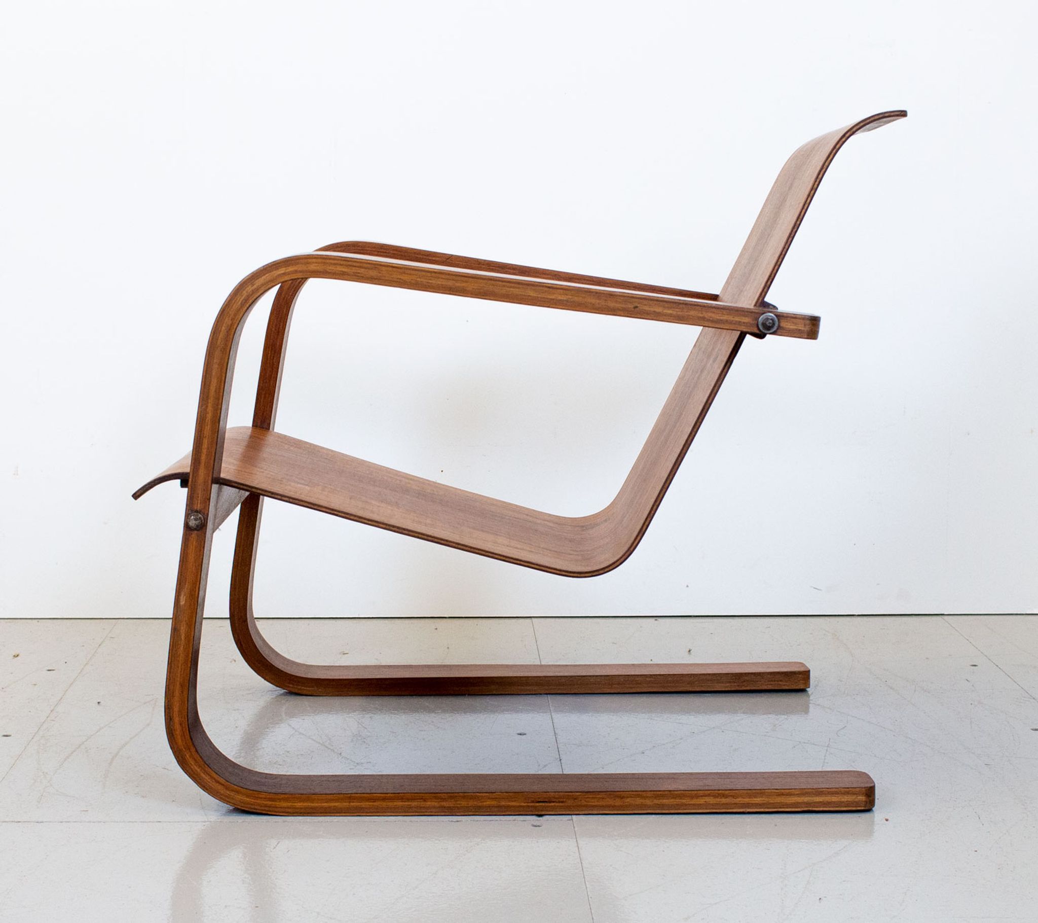 1930s modernist cantilever plywood armchair
