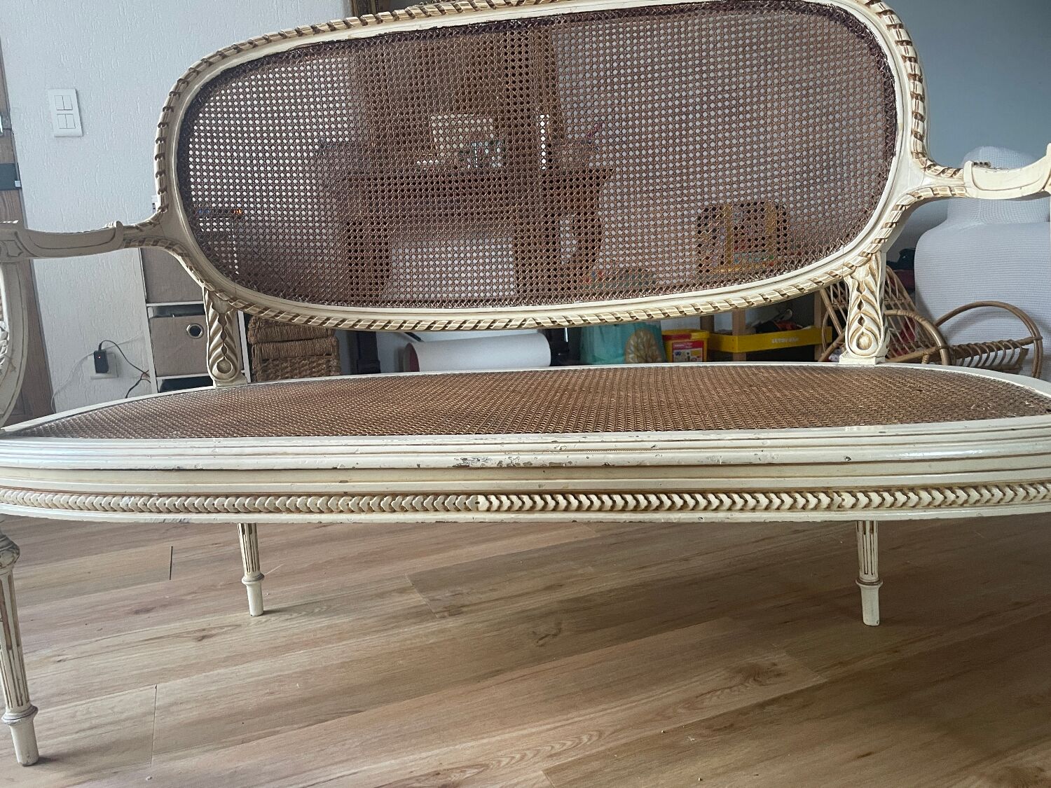 Caned bench in the Louis XVI style