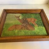 Animal painting deer doe oil on panel