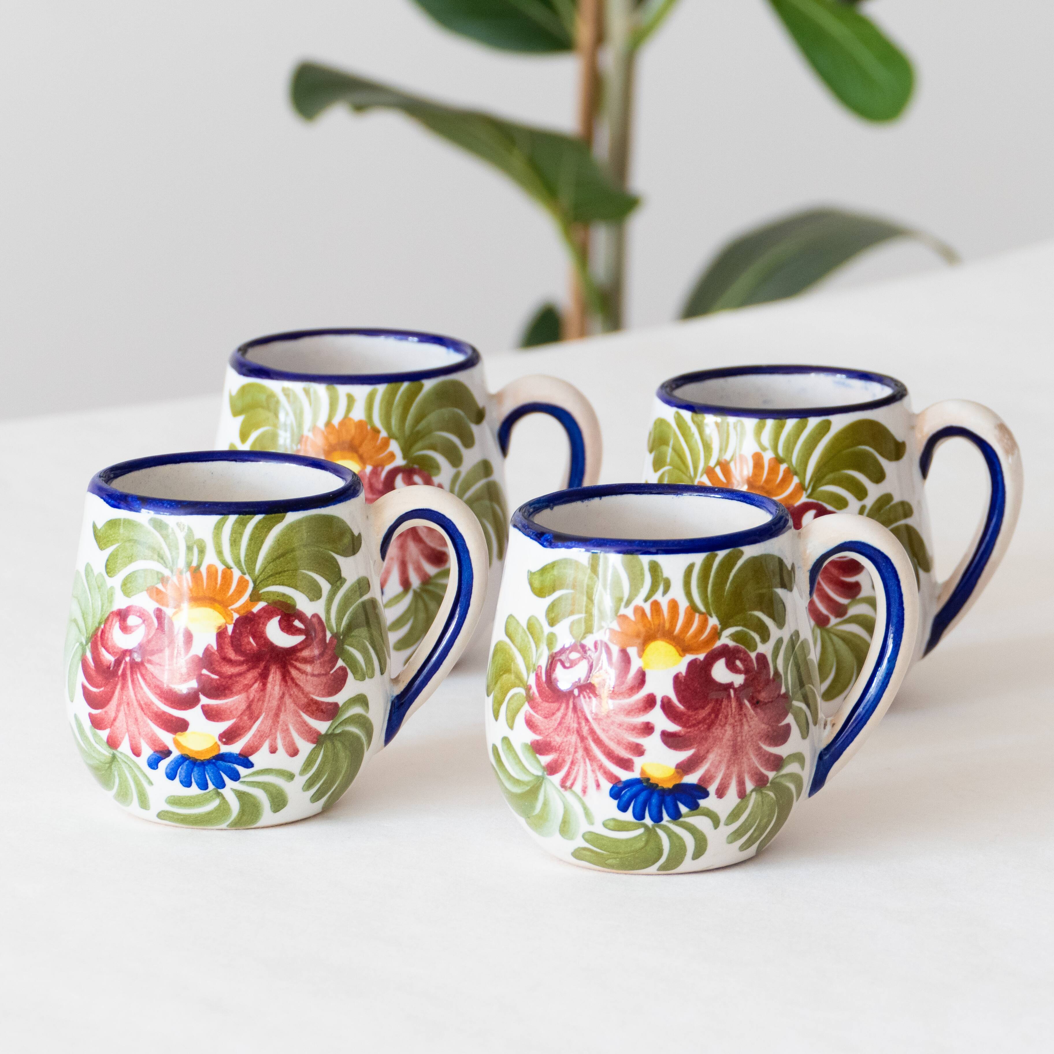 4 hand-painted handcrafted mugs