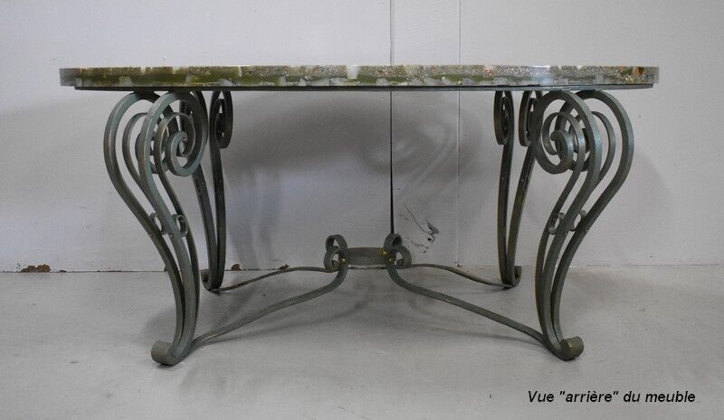 Marble and Forged Iron Low Table - 1950