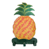 Towel/tea towels in pineapple shaped metal towel holder, hand painted - 1970s/1980s