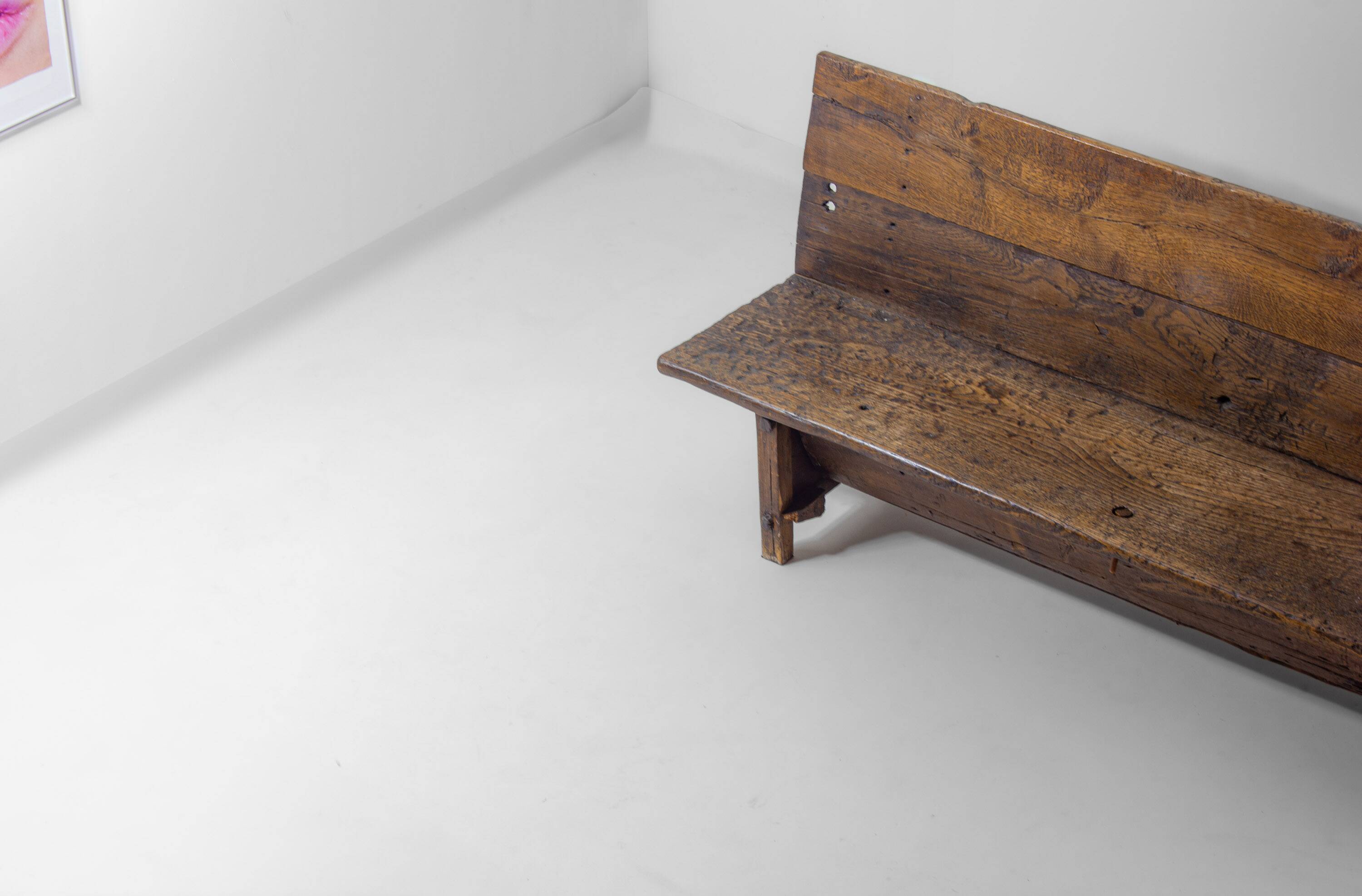 Early 1900s Art Populaire French fermette bench