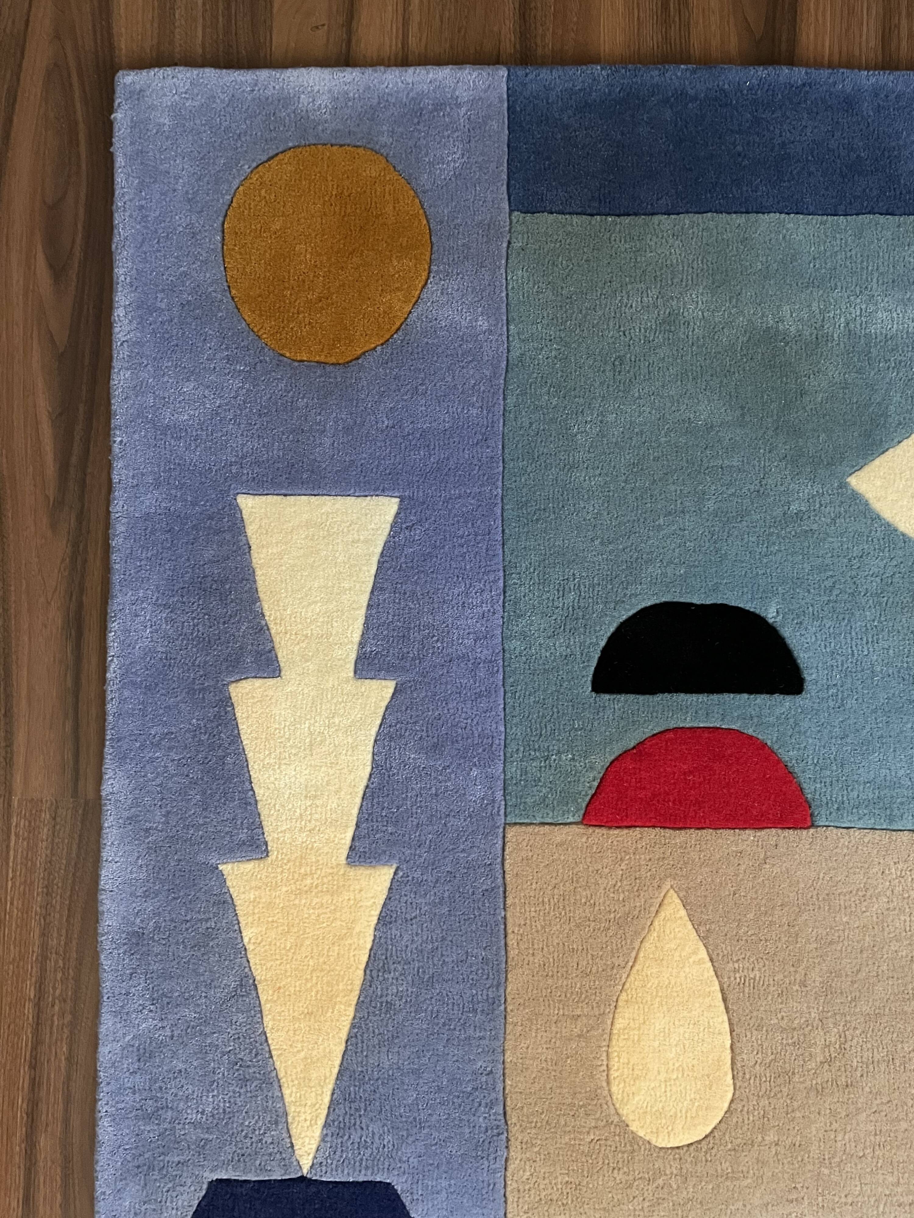 Tapis en laine tissé à la main d'occasion