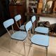 Série de 4 chaises Formica bleues vintage