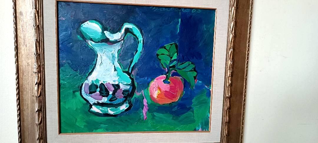 Still life painting 1965 signed Barbero oil on canvas