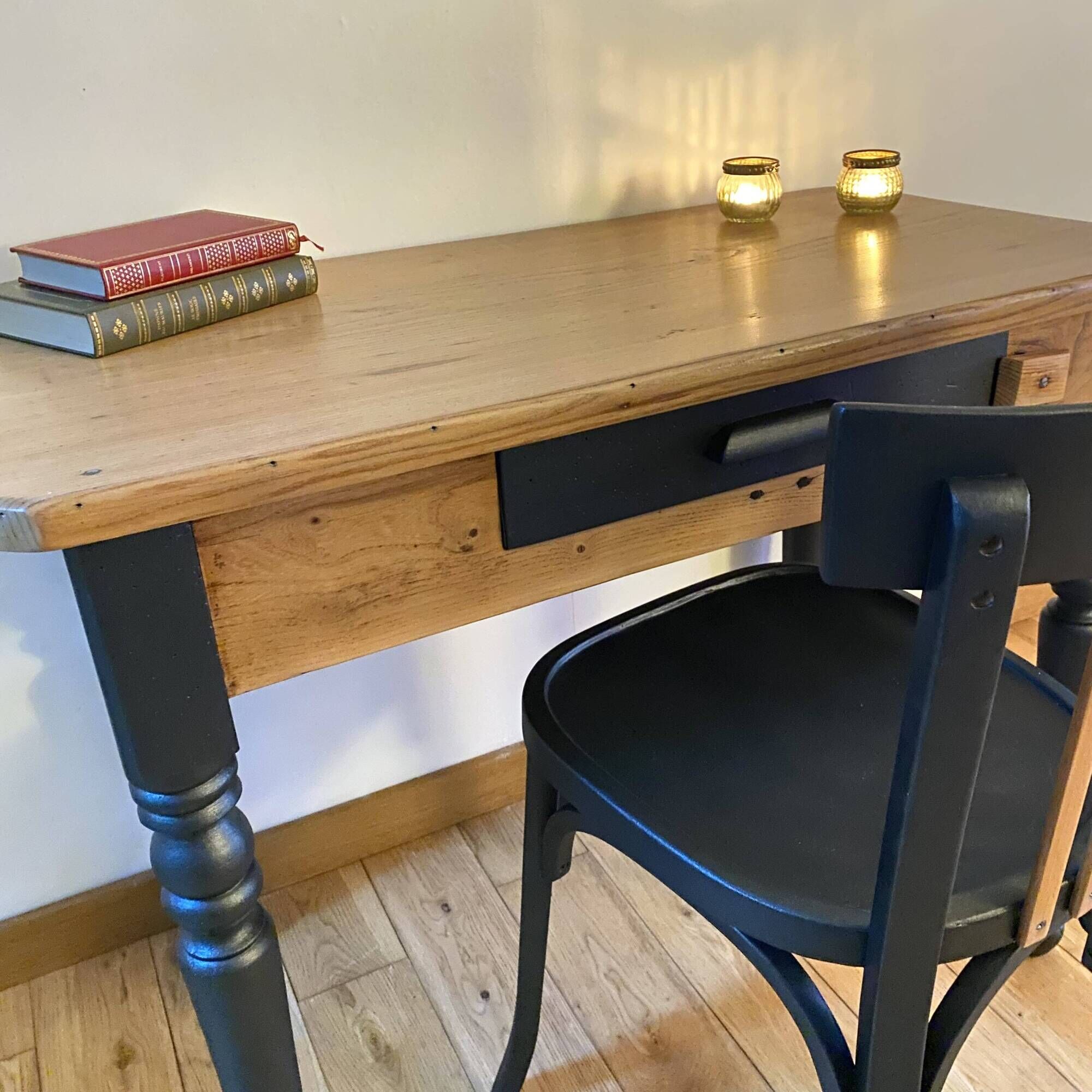 Farm table/desk + Bauman bistro chair