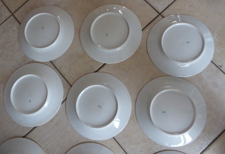 12 Plates pattern flowers in Limoges porcelain