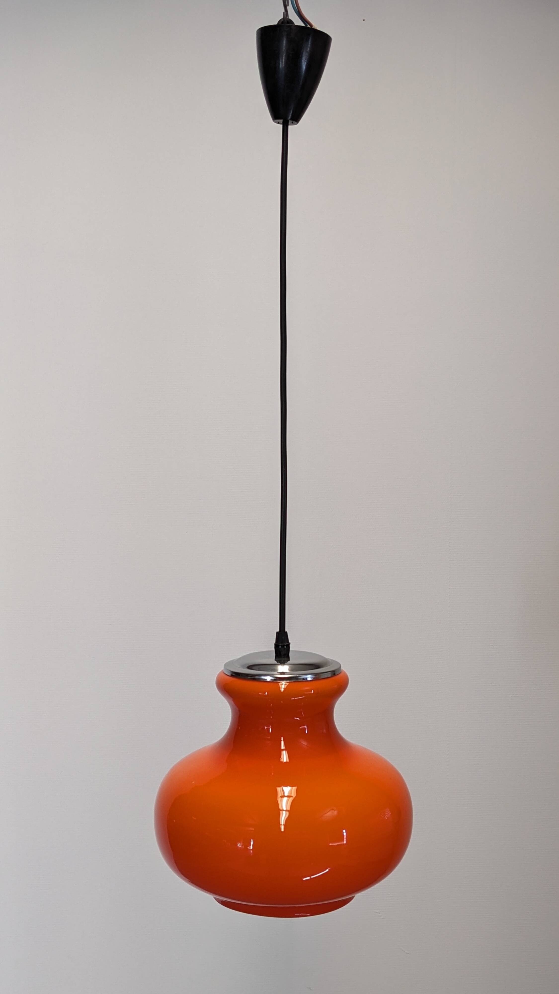 Orange opaline pendant light from the 60s/70s
