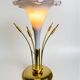 Italian white calla lily flower table lamp, Murano glass, circa 1970
