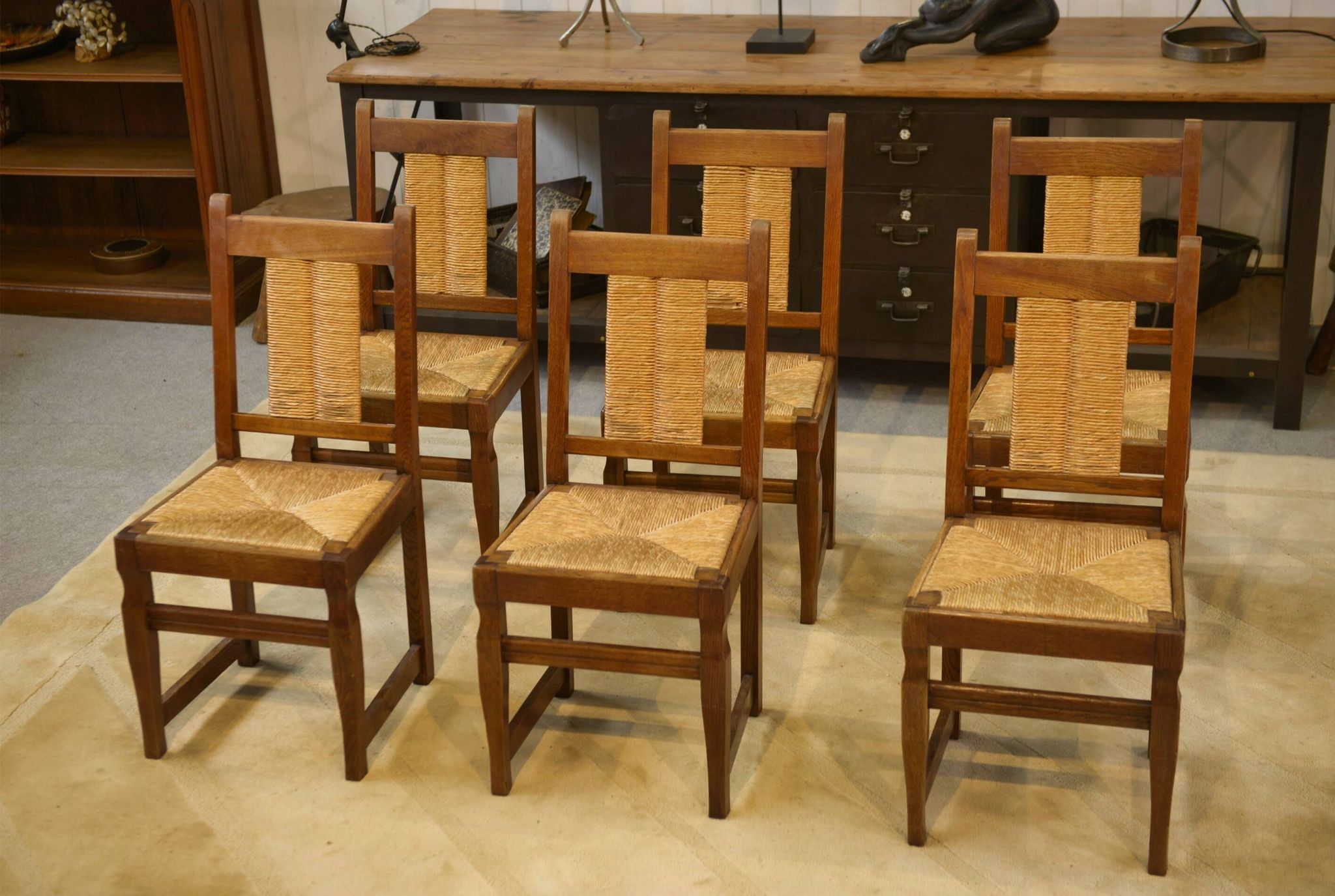 Set of 6 brutalist chairs from the 1950s.