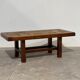 Vintage brutalist stone mosaic coffee table – solid wood, 1970s