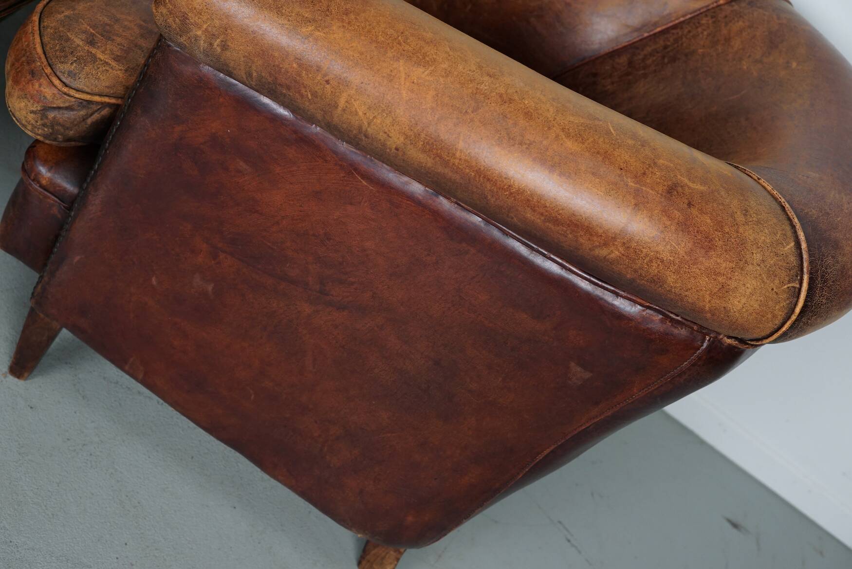 Fauteuil Club Vintage en Cuir Couleur Cognac, Pays-Bas, Set de 2