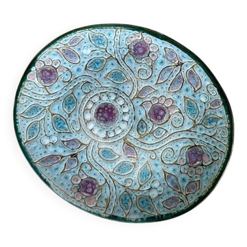 Oval dessert plate in glazed ceramic, Danuta Le Hénaff