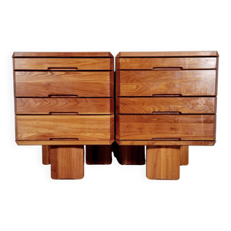 Set of 2 R40 cabinets by Pierre Chapo in solid elm, France, 1970.