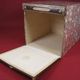 Old notary archive box in wood & leather, Office furniture early XX th