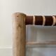 Large raw bench in wood and tawny leather