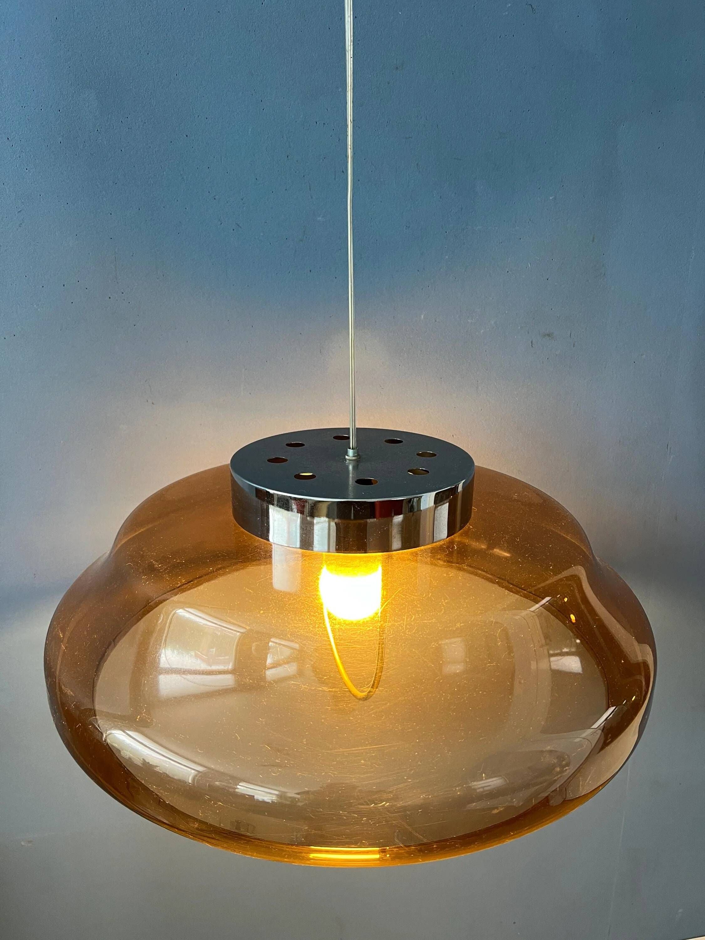 Suspension Space Age UFO en plexiglas orange/marron