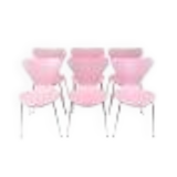 Set of 6 Series 7 chairs - Model 3107 - Series 7 chair - lacquered in pink - Arne Jacobsen - Fritz Hansen.