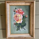 Oil on canvas, bouquet of roses, signed and dated