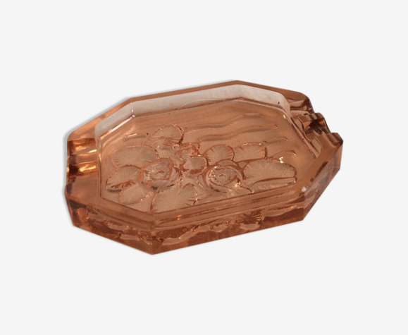 Cendrier en verre rose art déco