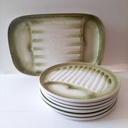 Asparagus service in green earthenware Moulin des Loups Orchies