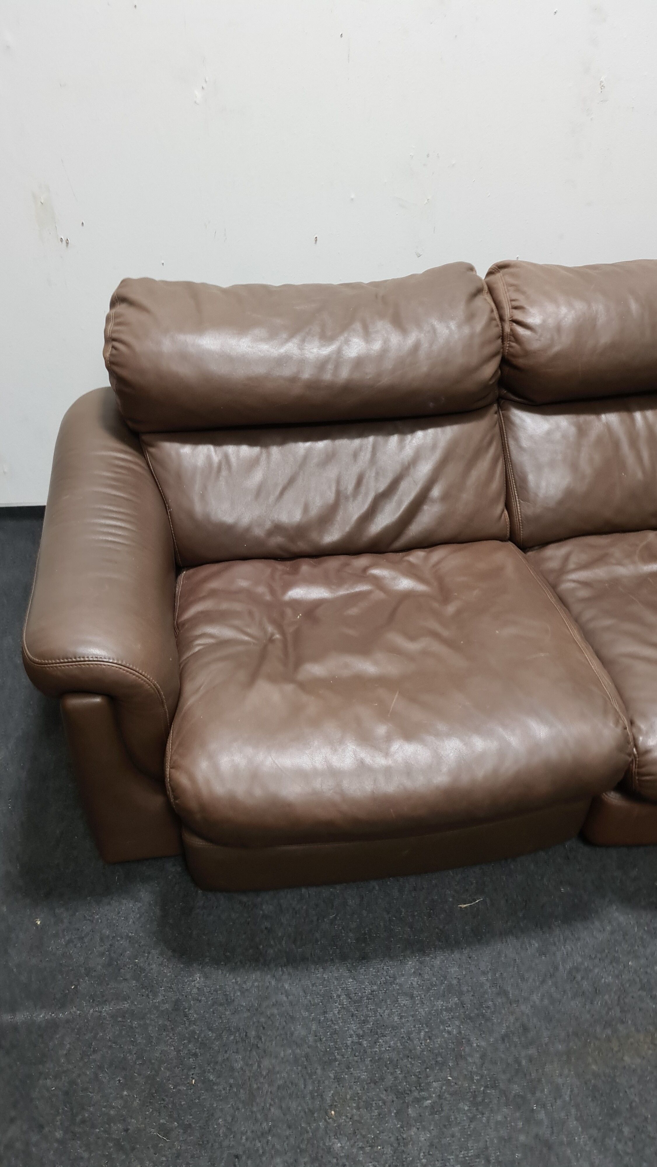 Canapé vintage en cuir brun par Rolf Benz