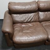 Canapé vintage en cuir brun par Rolf Benz