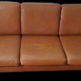 Borge Mogensen style 3-seater leather sofa