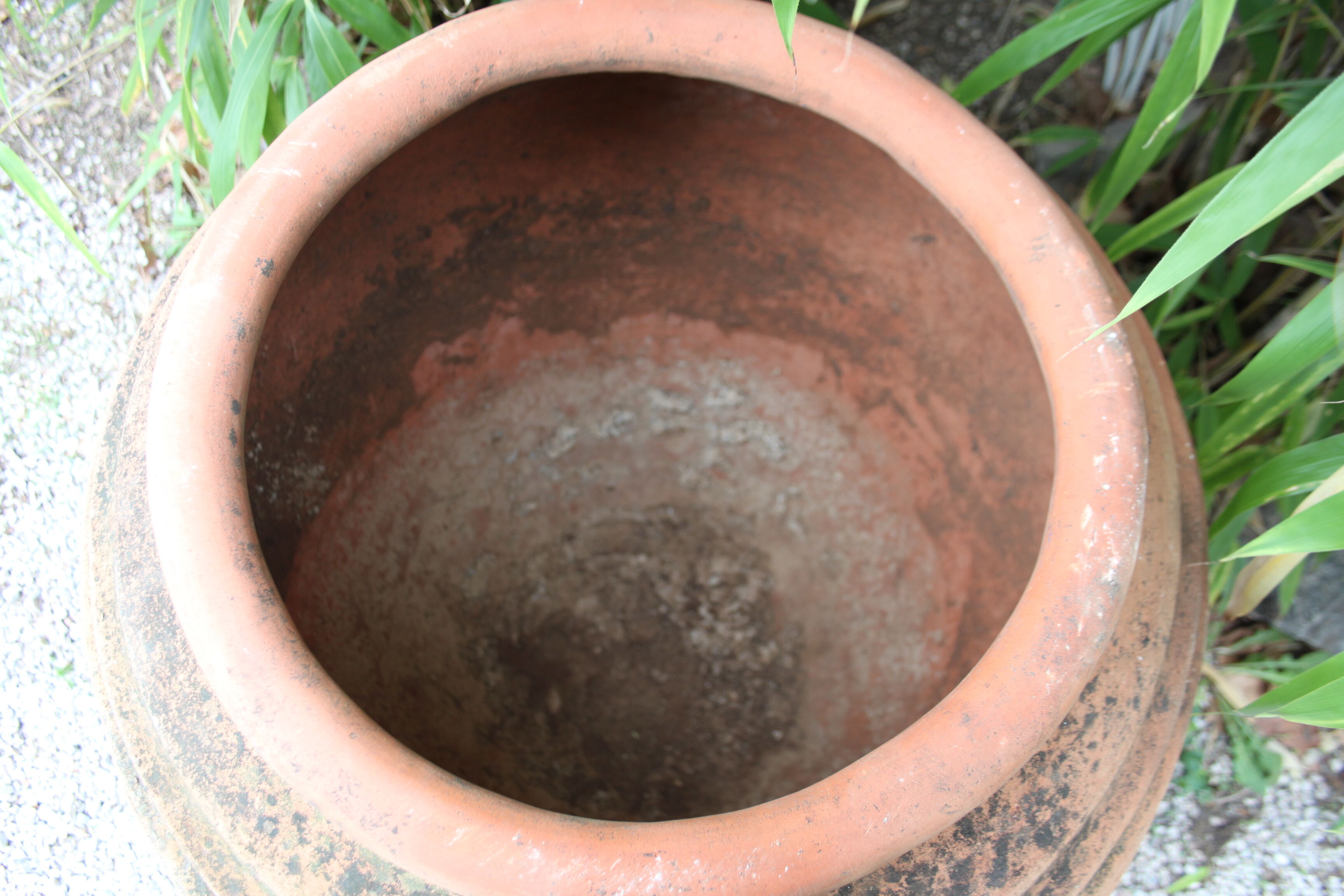 Old and big terracotta jar