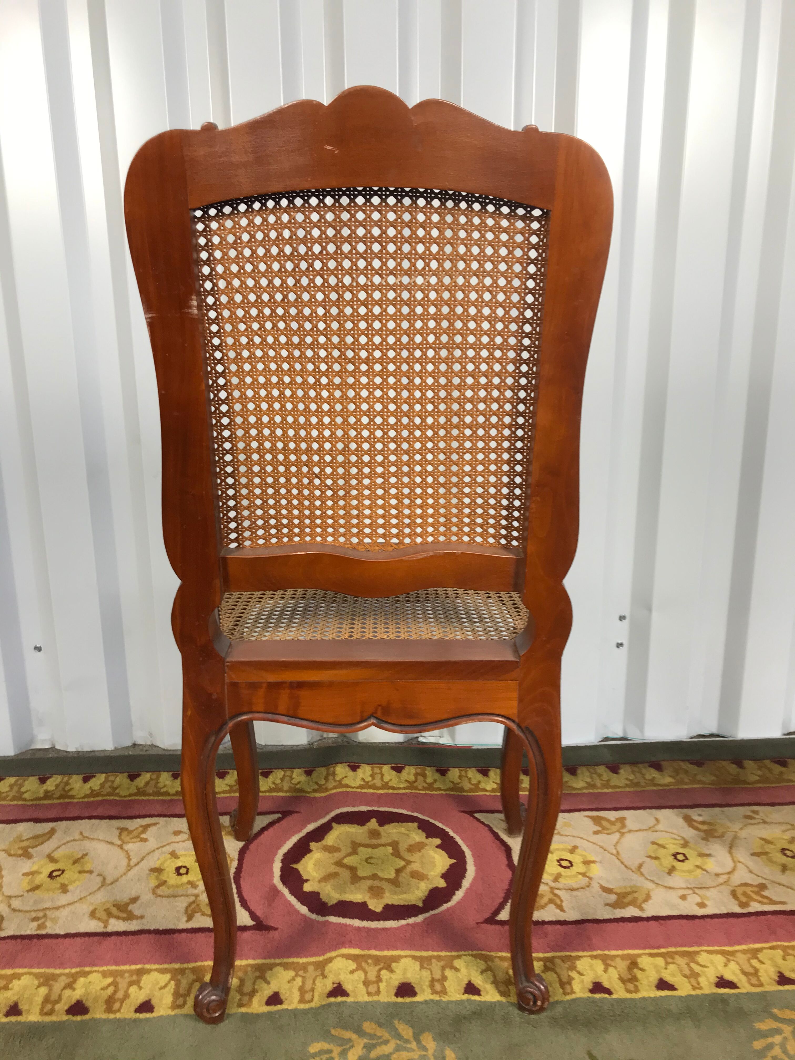 6 Louis XV cherry and canning chairs