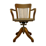 American solid oak armchair, swivel 360 °, tilting & adjustable in height. c. 1920