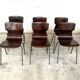 Set of 6 wenge wood chairs and green steel of gray