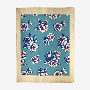 Gouache originale sur papier des éditions Jehlem décoration florale (tricolore), XXe siècle, Paris