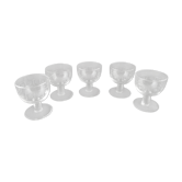 Series of 5 glasses engraved with white wine or Art Deco aperitif