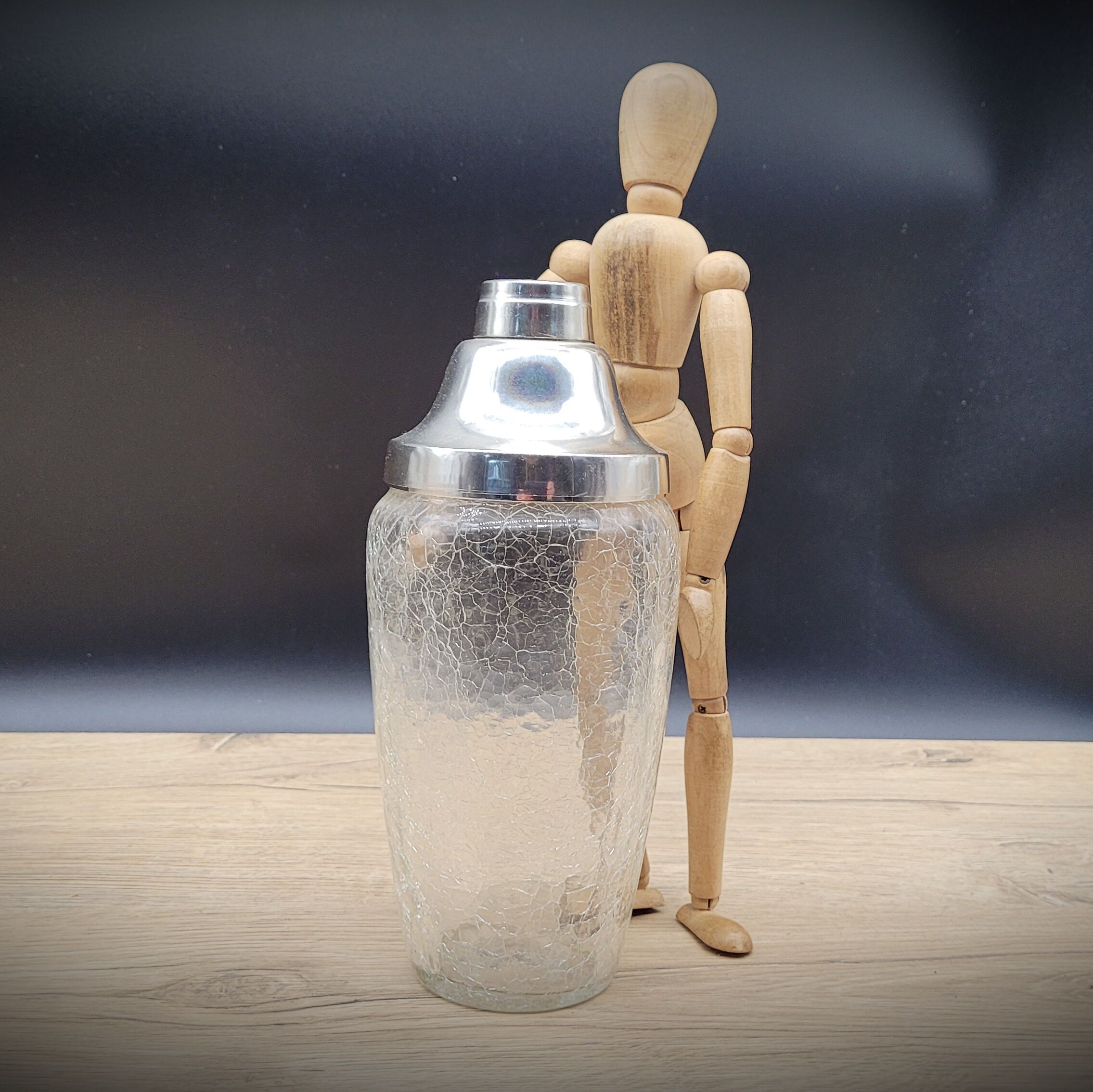 Chiseled glass cocktail shaker