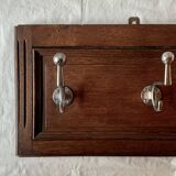 Art Deco wall-mounted coat rack in solid wood - 5 hooks