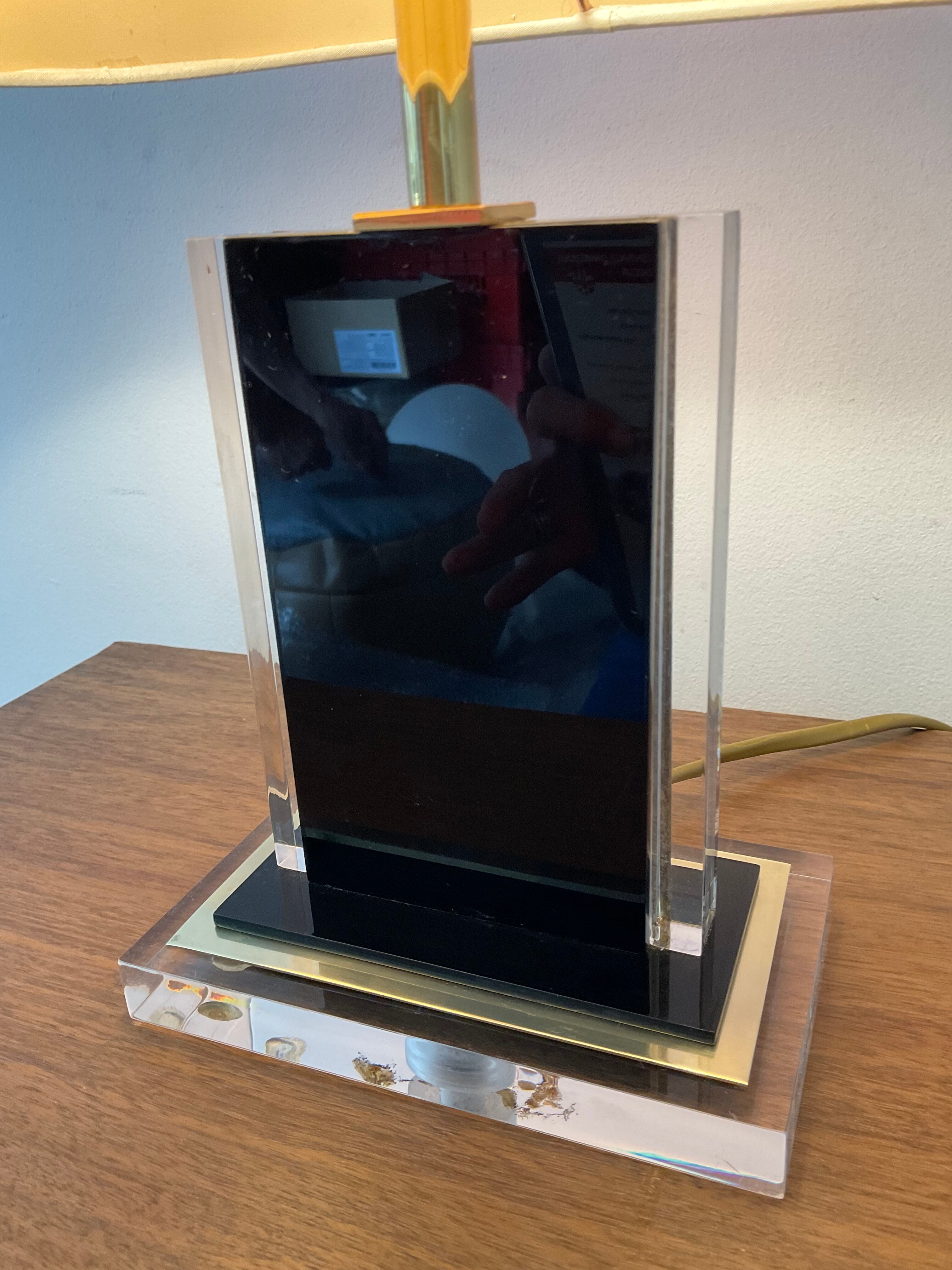Belgo Chrom lamp in brass and lucite 70s