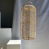 Large lantern-shaped rattan pendant lamp H50 D24