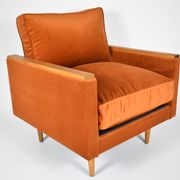 Fauteuil vintage Cube restauré, années 1970, velours roux