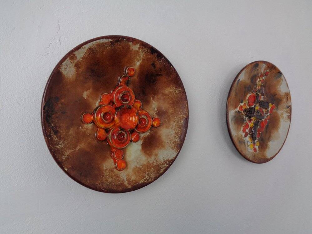 Vintage Ceramic Mushroom Plates from Ruscha, 1970s, Set of 2