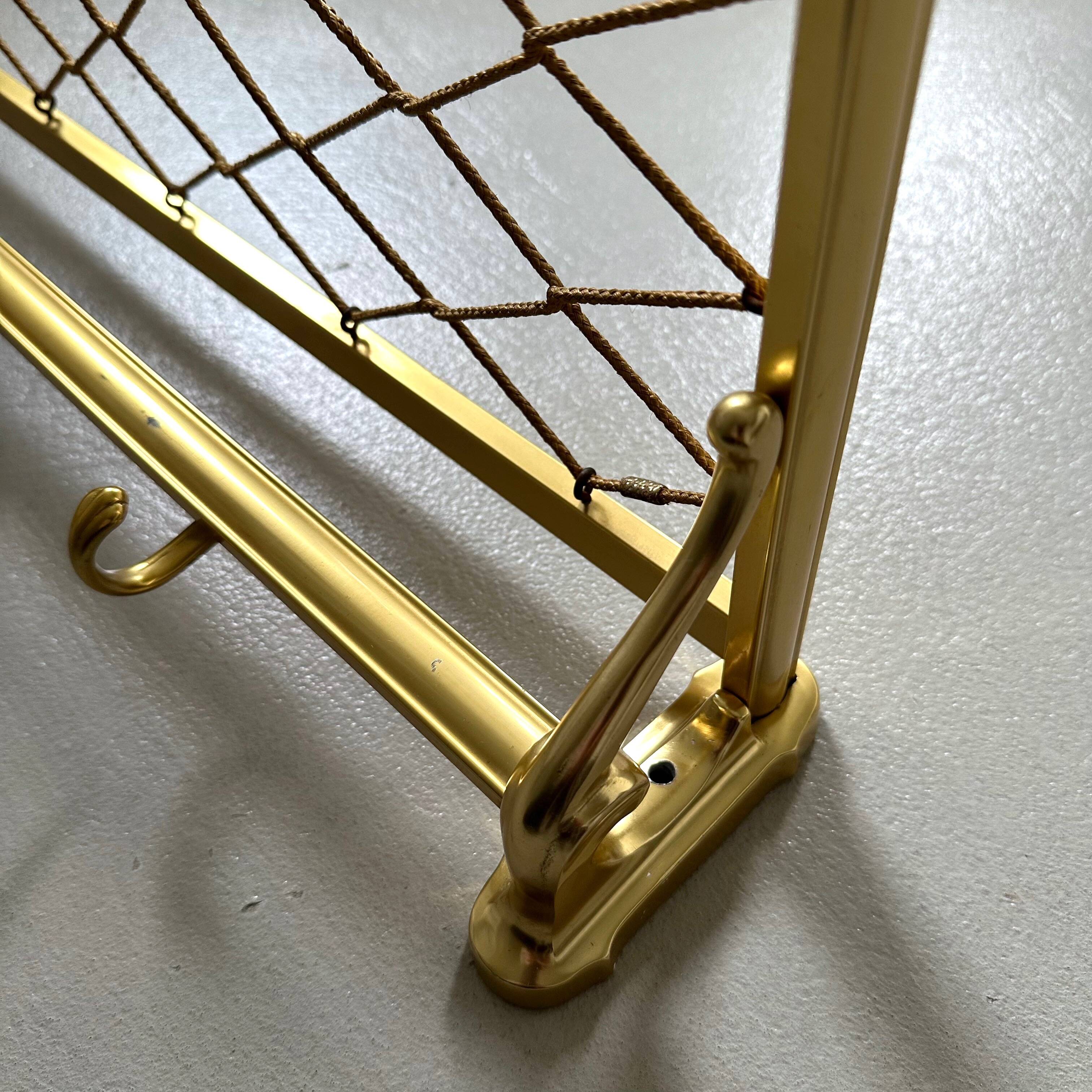 Large mid-century wall coat rack golden