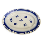 Art Deco earthenware blue flower serving dish