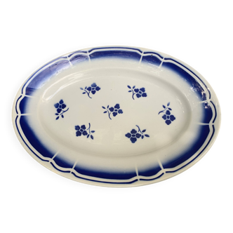Plat de service fleurs bleues en faïence art déco