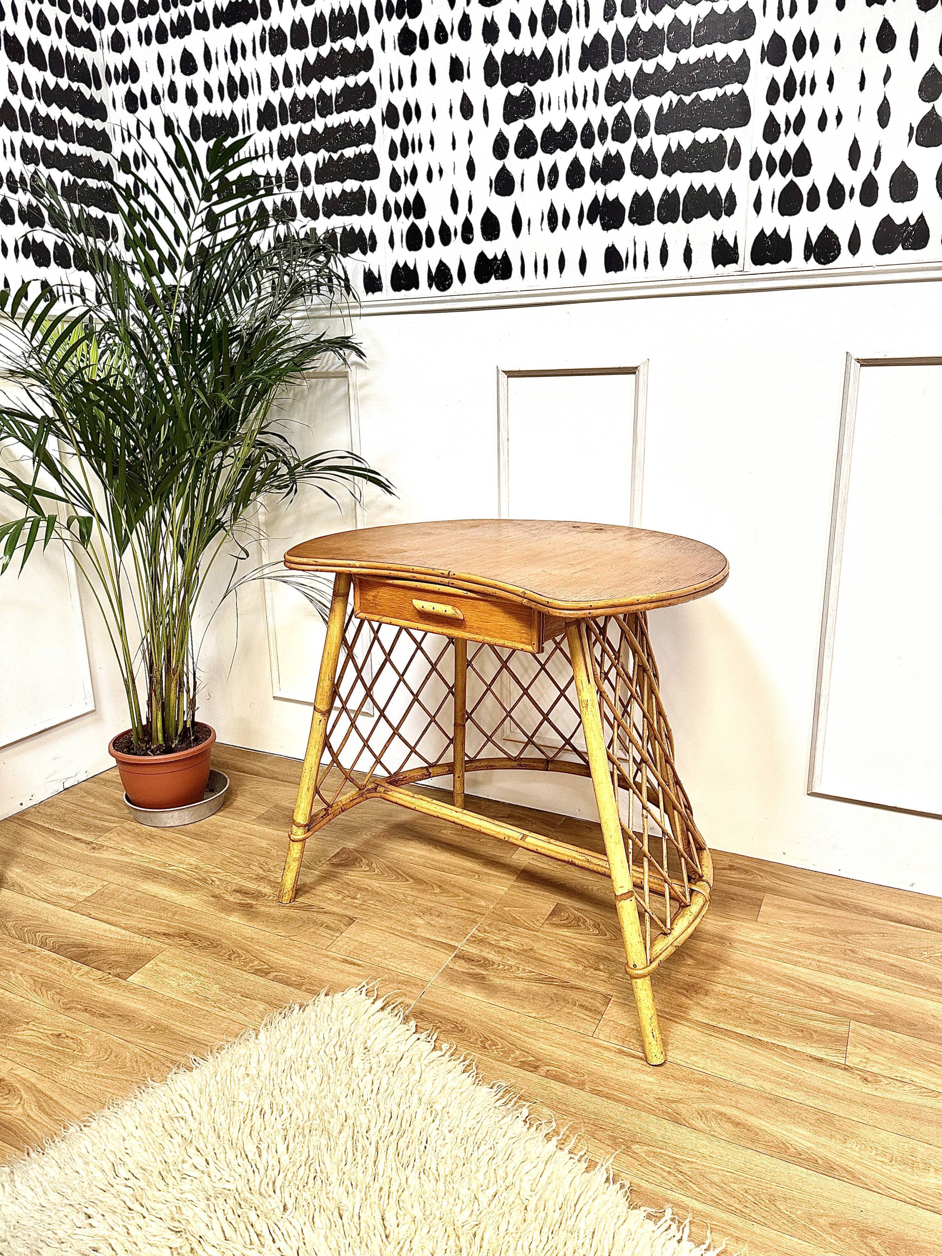 Vintage rattan table, desk